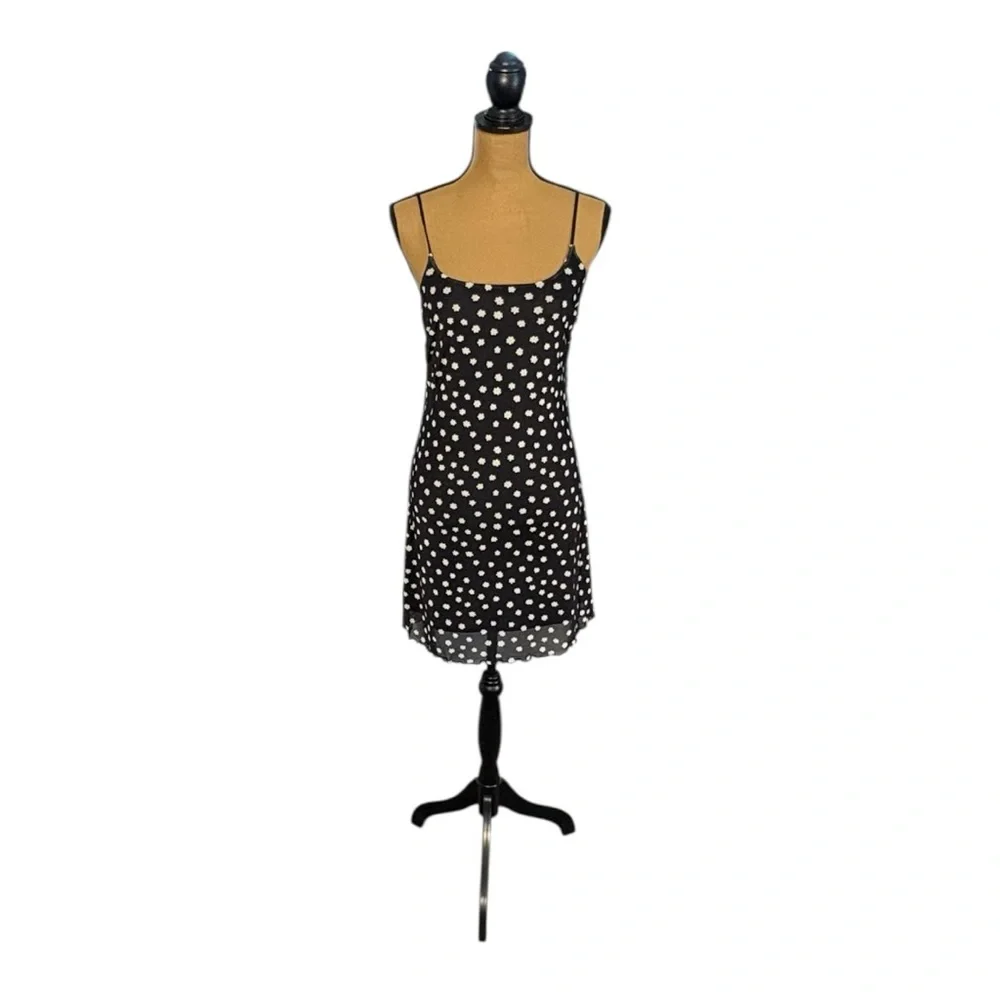 BP Black Daisy Floral Spaghetti Strap Mesh Slip Dress Women’s Small Y2K 90s NWT - Picture 3 of 9